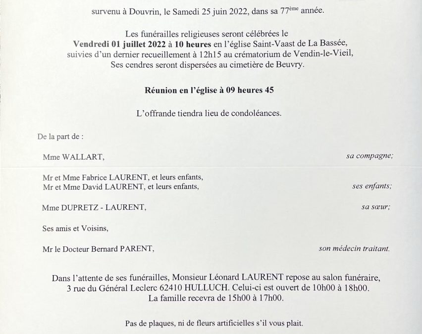 Pompes Funèbres Vansteenkiste Wingles Avis De Décès