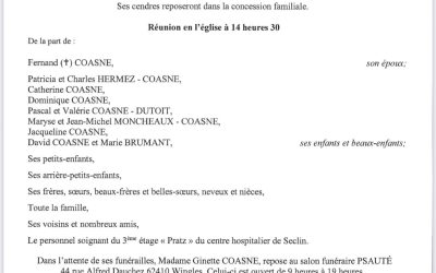 Madame Ginette COASNE née JOAO