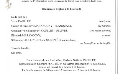 Mme Nathalie CAULLET née PLANQUART-MARANGONY