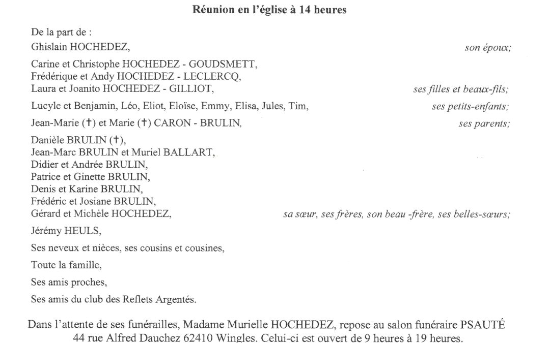 Madame Murielle HOCHEDEZ née BRULIN