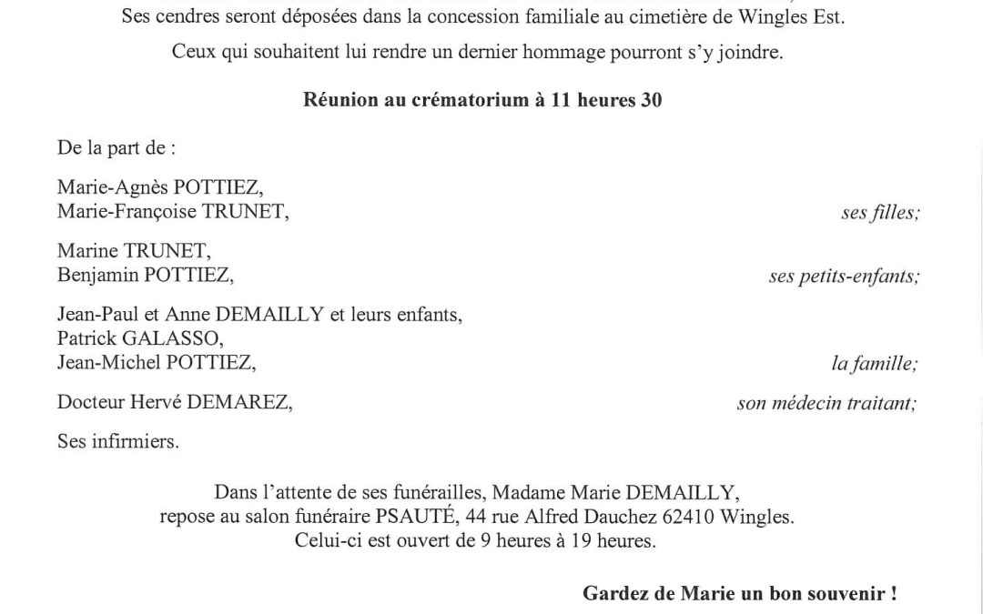 Mme Marie DEMAILLY née DELANGLE