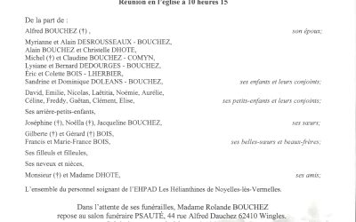 Madame Rolande BOUCHEZ née BOIS