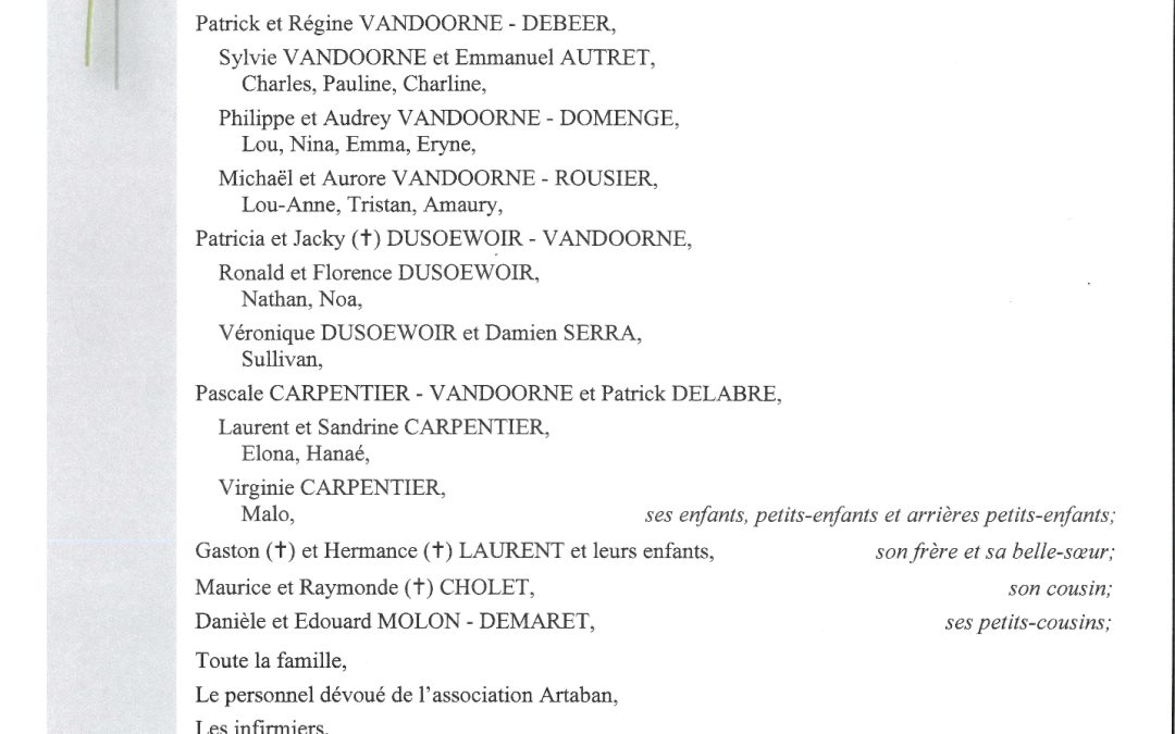 Mme Henriette VANDOORNE née LAURENT