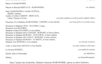 Mme Jeannine MARONNIER née RIGAL