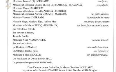 Madame Claudette HOUZIAUX Née PEIGNIER